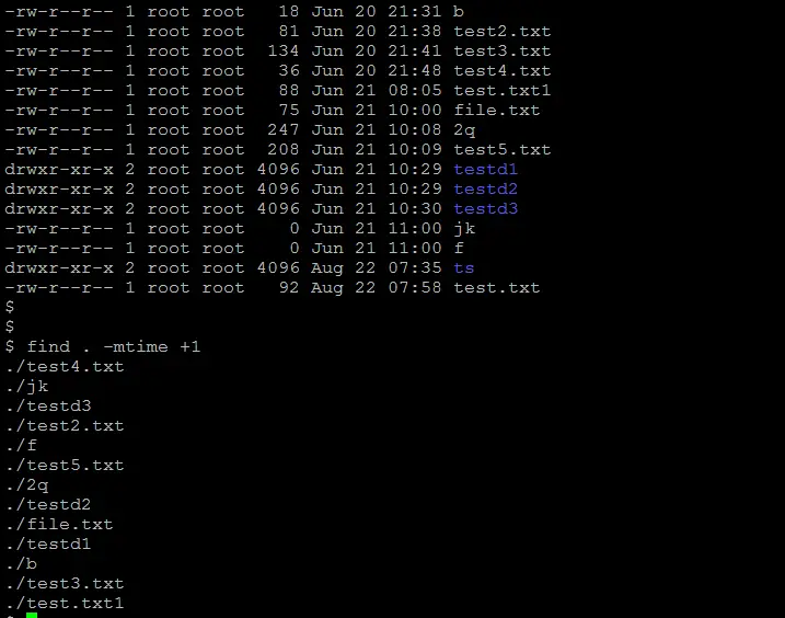 unix ls find files by date modified