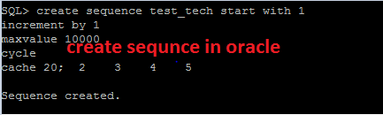 Sequence in oracle