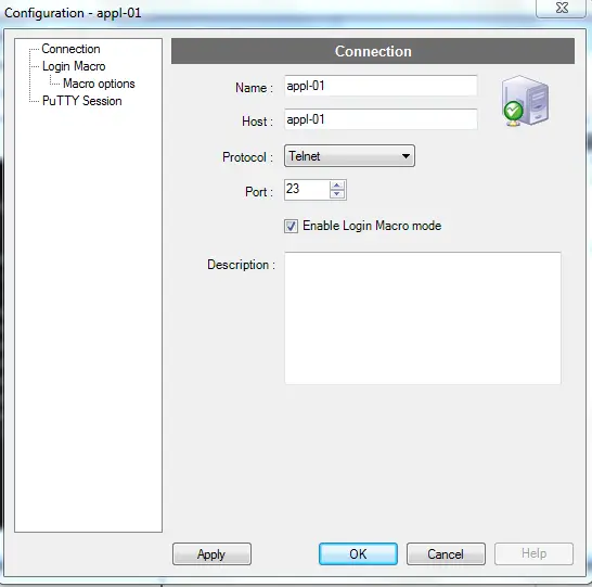 how to setup connection in putty connection manager