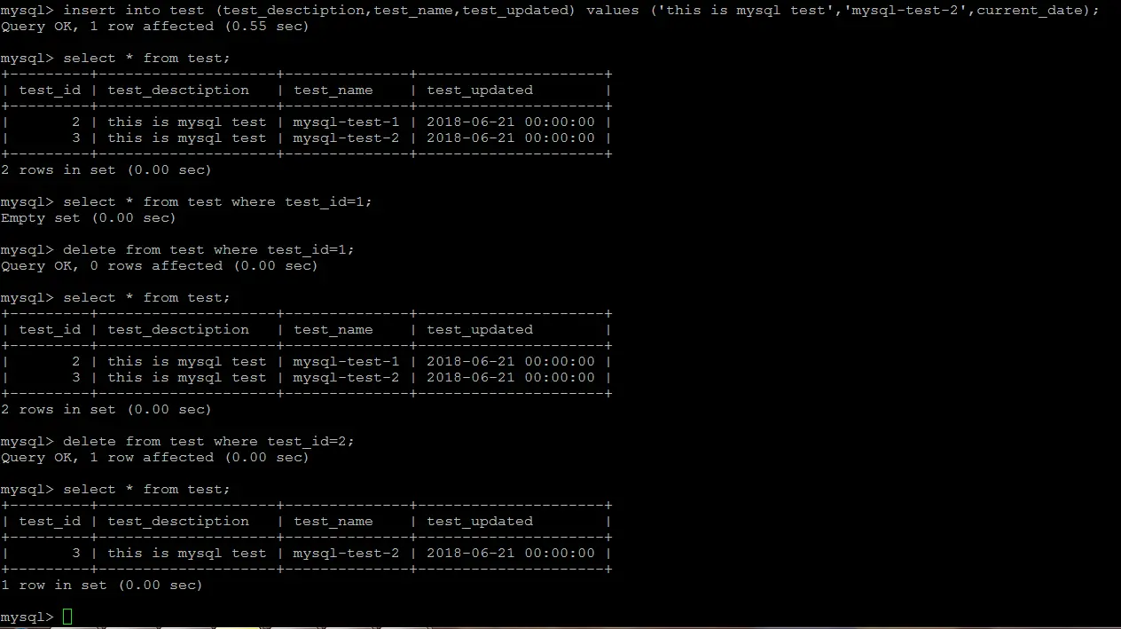 comment in mysql query