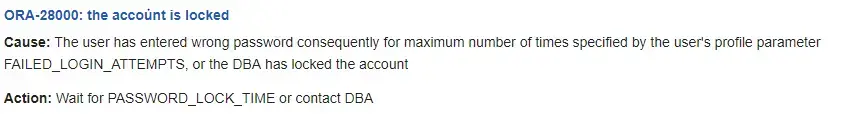 ORA-28000 the account is locked
