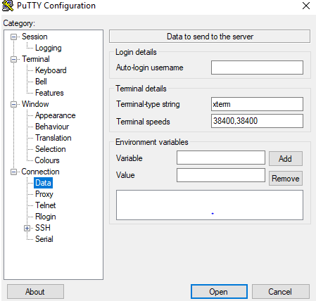 specify destination address ssh tunnel putty