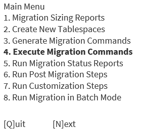 Oracle Applications tablespace model (execute migration commands)