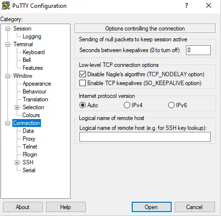 putty network error software caused connection abort